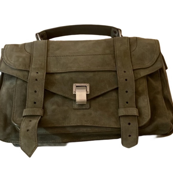 PROENZA SCHOULER PS1 Medium Suede Bag - Teak/Green - Like New + Amazing! - Picture 5 of 12